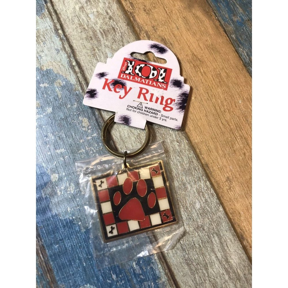 101 dalmatians metal keychain Disney Vintage Paw Print NWT